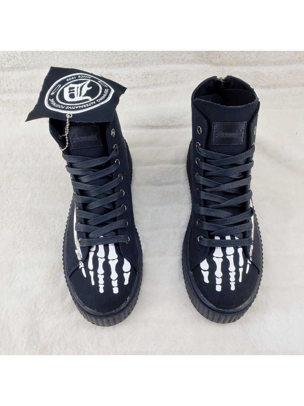 Demonia Sneeker Mens X-Ray Graphic Bone Creeper Sneaker Flame Tread Goth Punk